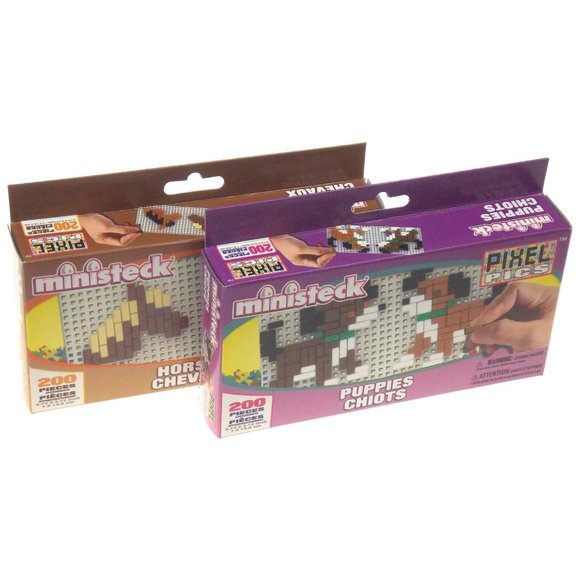 Ministeck Pixel Pics Puppies & Horses Set 2 Dog Puppy Pony Craft Puzzle Activity - Picture 1 of 2